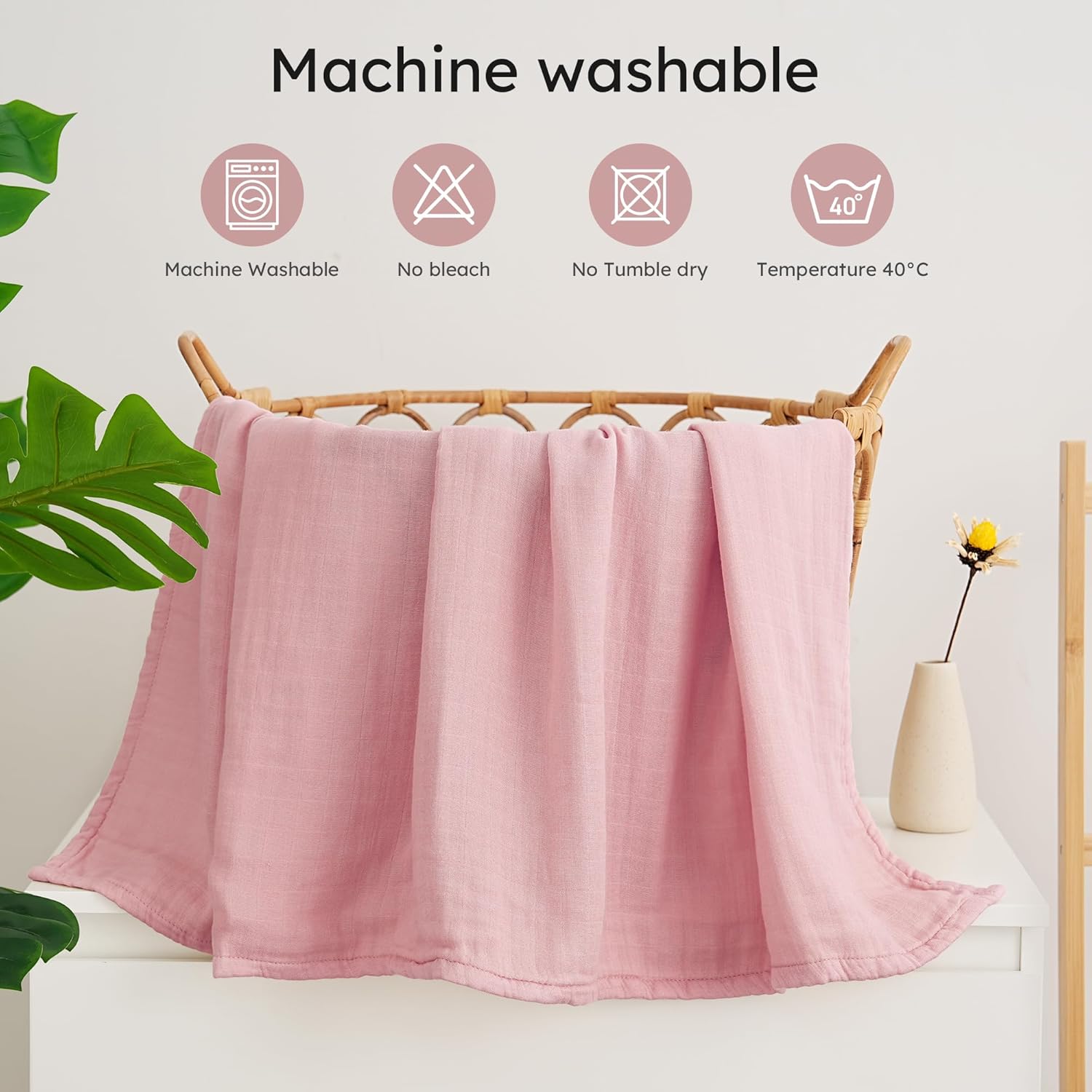 Yoofoss Muslin Swaddle Blankets, Organic Baby Blankets, 47 x 47 Inches Receiving Blanket for Baby Boys and Girls, Baby Essentials for Newborns Soft Breathable - Image 8