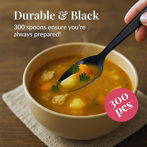 Vista 14 de Prestee 100 cucharas de plástico transparente a granel – Cucharas de plástico desechables duraderas – Cuchara resistente al calor – Paquete de Claro