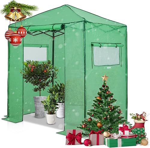 Vista 9 de EAGLE PEAK - Invernaderos emergentes instantáneos, para plantas de interior y exterior, puertas enrollables con cierre y ventanas laterales, 6 x 4