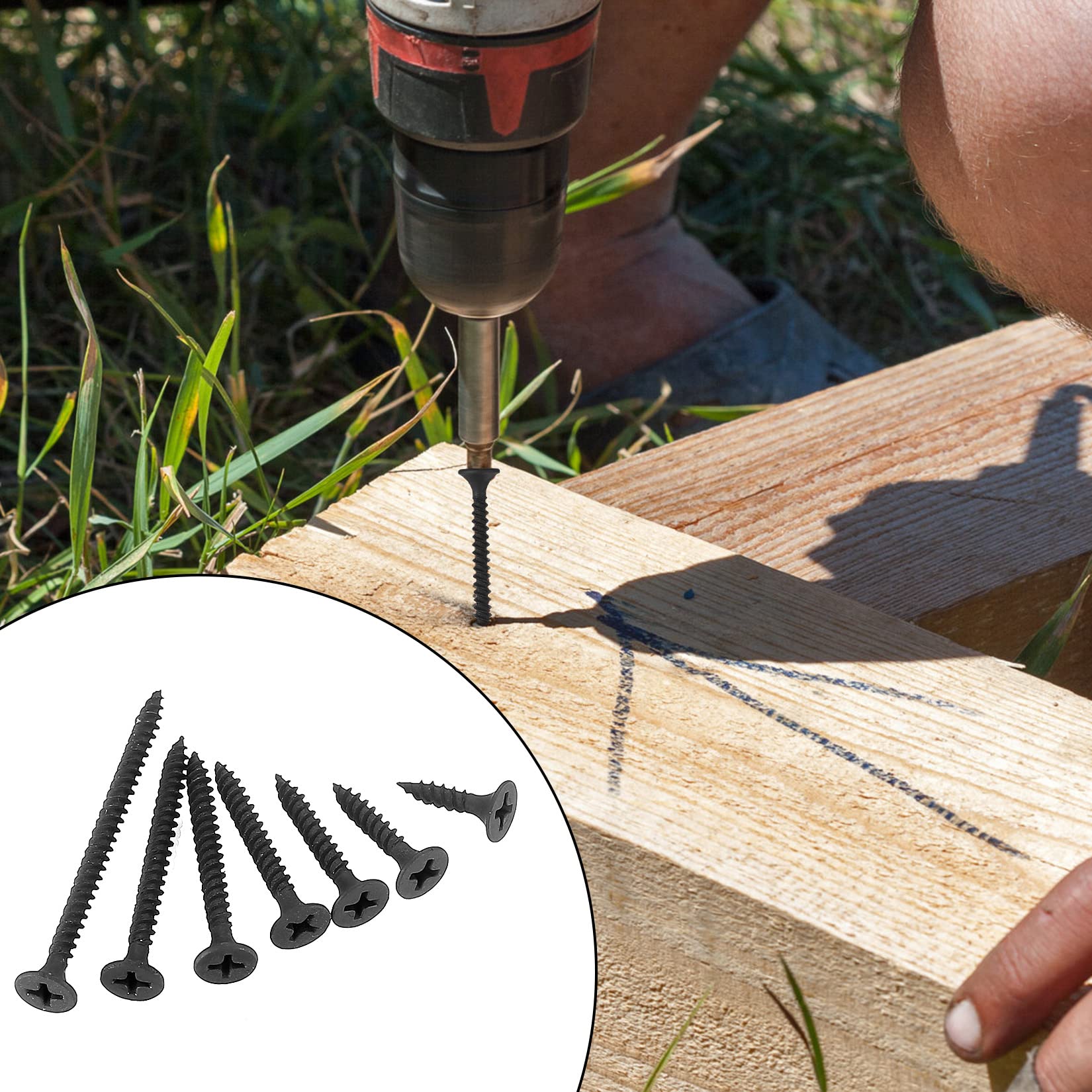 130 Viti Autofilettanti Per Legno E Cartongesso - Testa Piatta A Croce - Nero - M3.5 (16-50mm) - Ideali Per Mobili E Lavori Fai Da Te - Foto 3