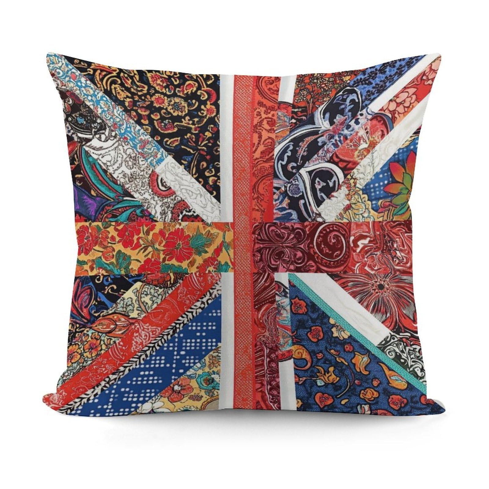 Smazdfxx Picture(672) Square Spring Decorations Pillow Case Modern Home Decor For Bed Sofa Living Room Union Jack Flag Uk Mandala Art
