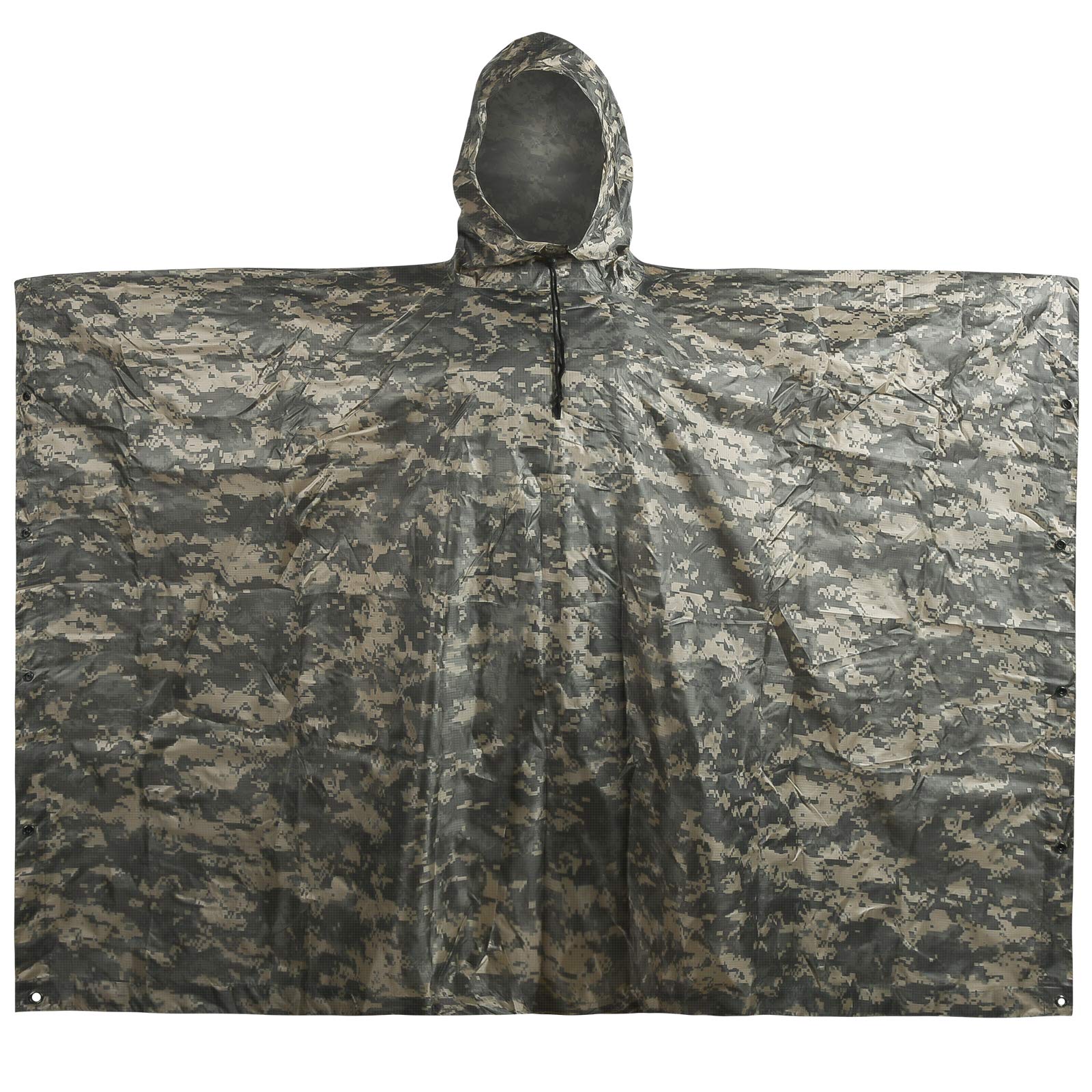 LOOGU Poncho de pluie léger et imperméable avec capuche - Design camouflage - Manteau de pluie multi-usages pour hommes et femmes - pour le camping, la pêche, la chasse et les événements