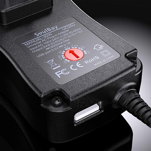 Miniatura 9 de SoulBay [Polaridad inversa] Adaptador universal de CA CC de 30 W, fuente de alimentación conmutada, voltaje seleccionable con 9 puntas para 3 V, 4,5