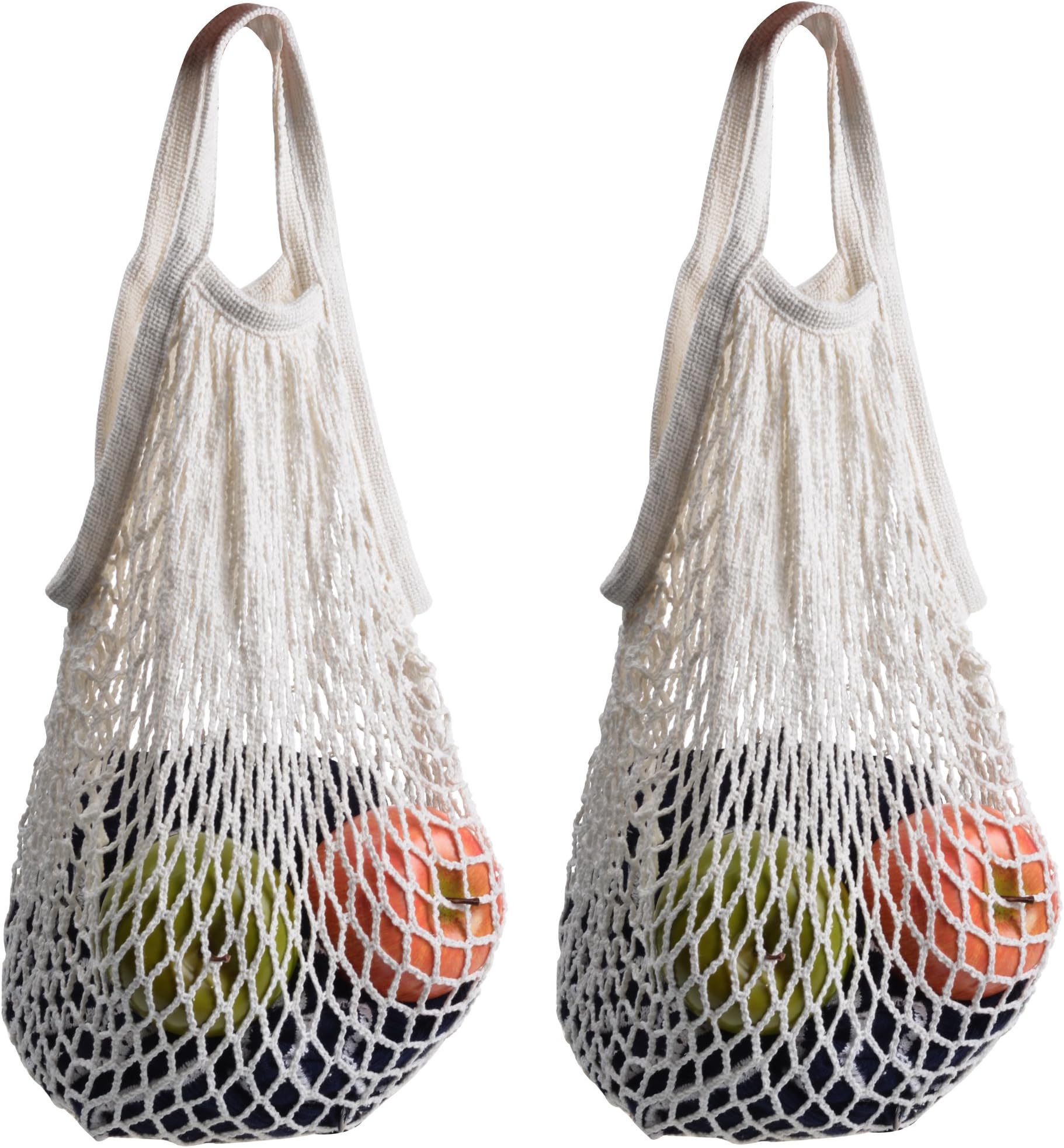 STONCEL Pack of 2 Cotton Net Shopping Tote Ecology Market String Bag Organizer (White)