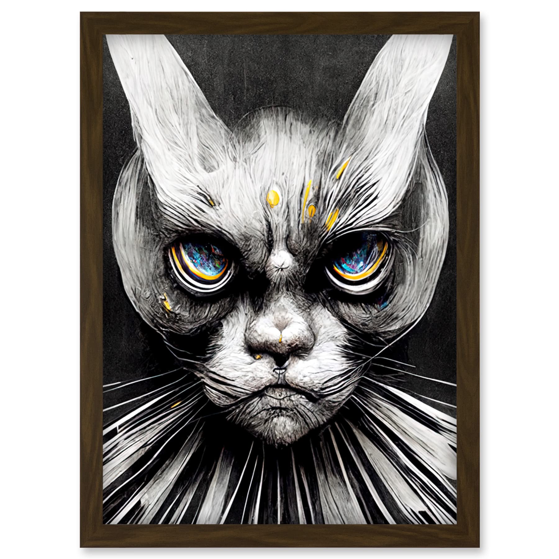 Doppelganger33 LTD The Sultan Of Cat Land Fantasy Gothic Cat Portrait Artwork Framed Wall Art Print A4
