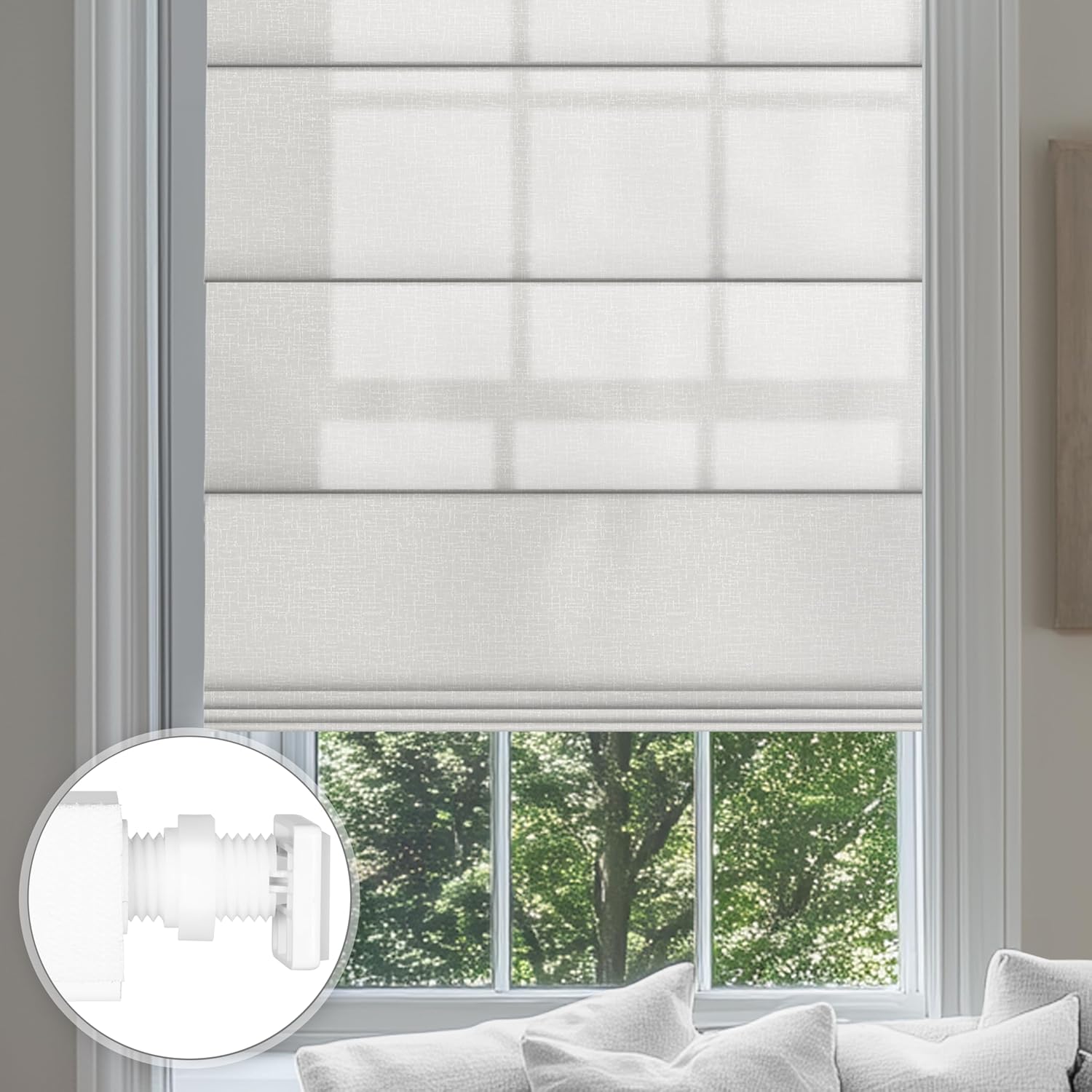 No-Drill Roman Shades with Cordless System