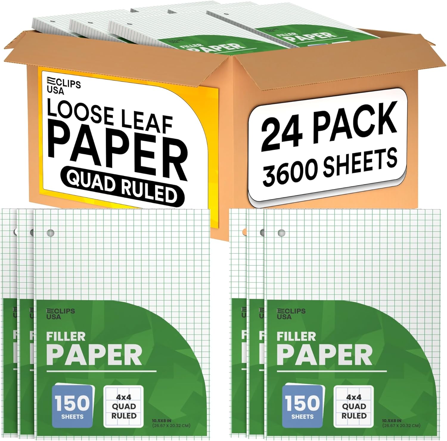 Graph Paper, Quad Ruled, 4x4, 150 per pack, 3600 sheets