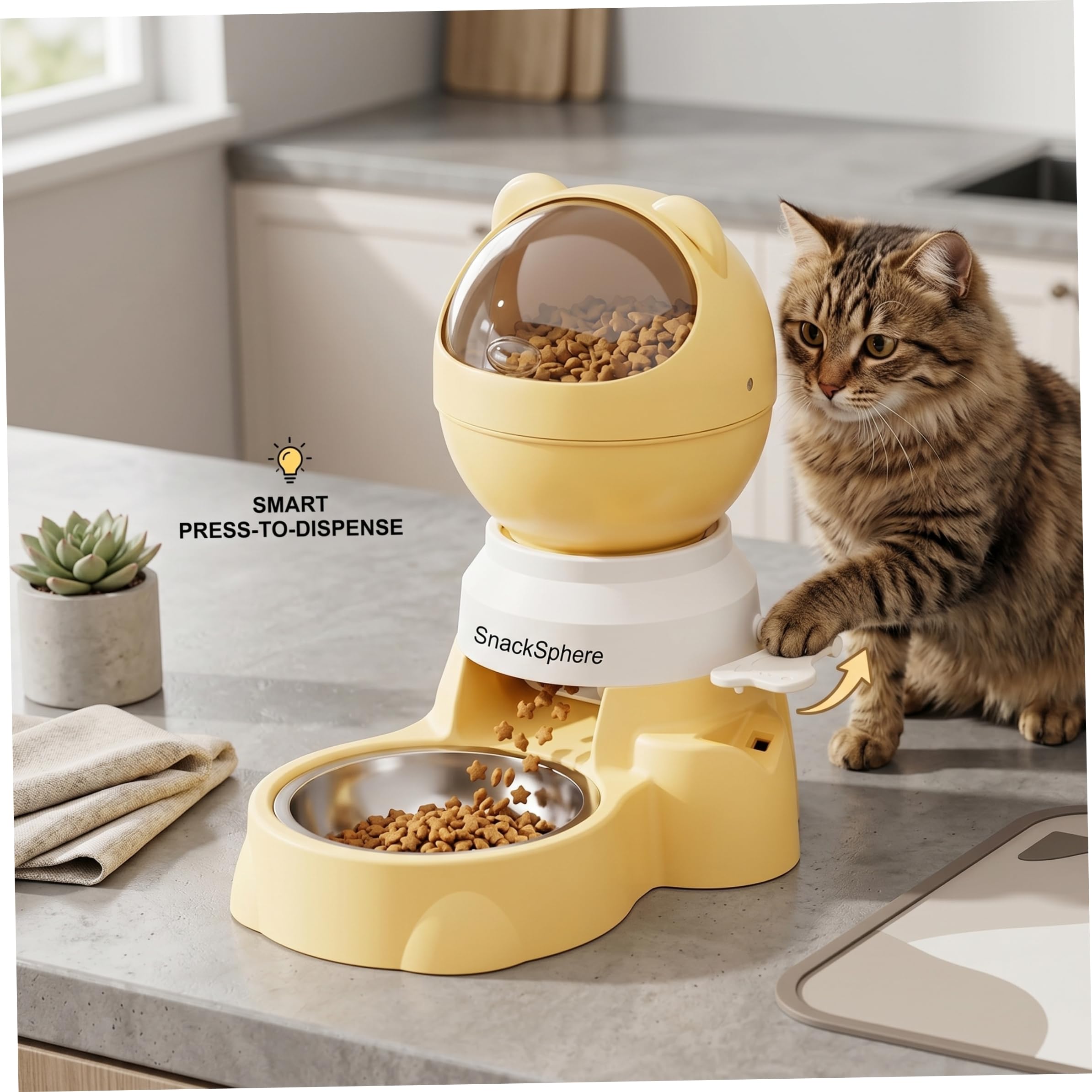 Distributeur Automatique interactif de friandises pour Animaux de Compagnie en Forme d'ours, mangeoire Lente 1, 5 l avec Deux Modes pour Chiens, Chats, Jouet Puzzle Alimentaire, Blanc