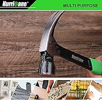 Vista 9 de HURRICANE Martillo de garra de 20 onzas con soporte magnético para clavos, martillo de garra recta con mango absorbente de golpes, martillo forjado