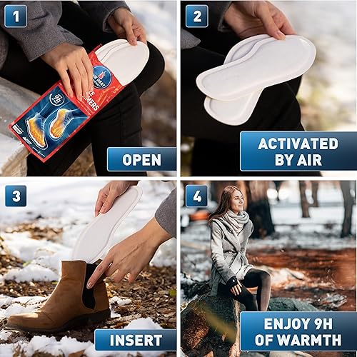 Miniatura 3 de THE HEAT COMPANY Calentadores de pies de plantilla  5, 10 o 30 pares  S, M, L, XL  9 horas de calor extra  calor instantáneo  activado por aire