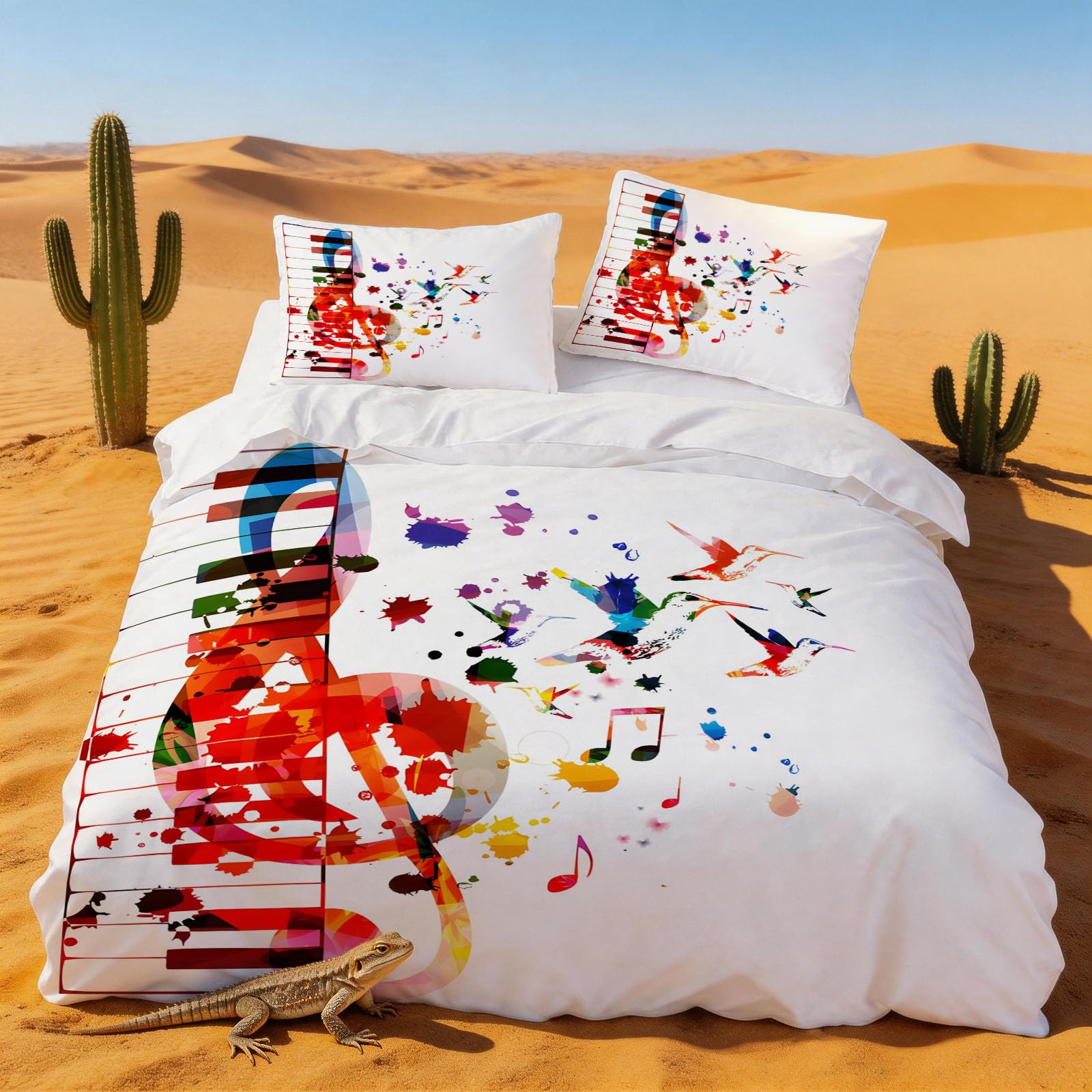 Housse de couette 240x260 note musicale en microfibre douce et thermorégulatrice