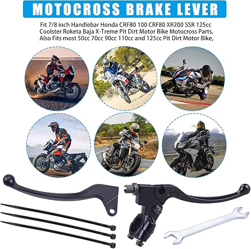 Miniatura 5 de JINGKE 7/8" 0.866 in motocicleta universal negro izquierda embrague palanca palanca percha para Honda XR80 XR100 CRF70 CRF80 CRF100 XR200 SSR 125cc