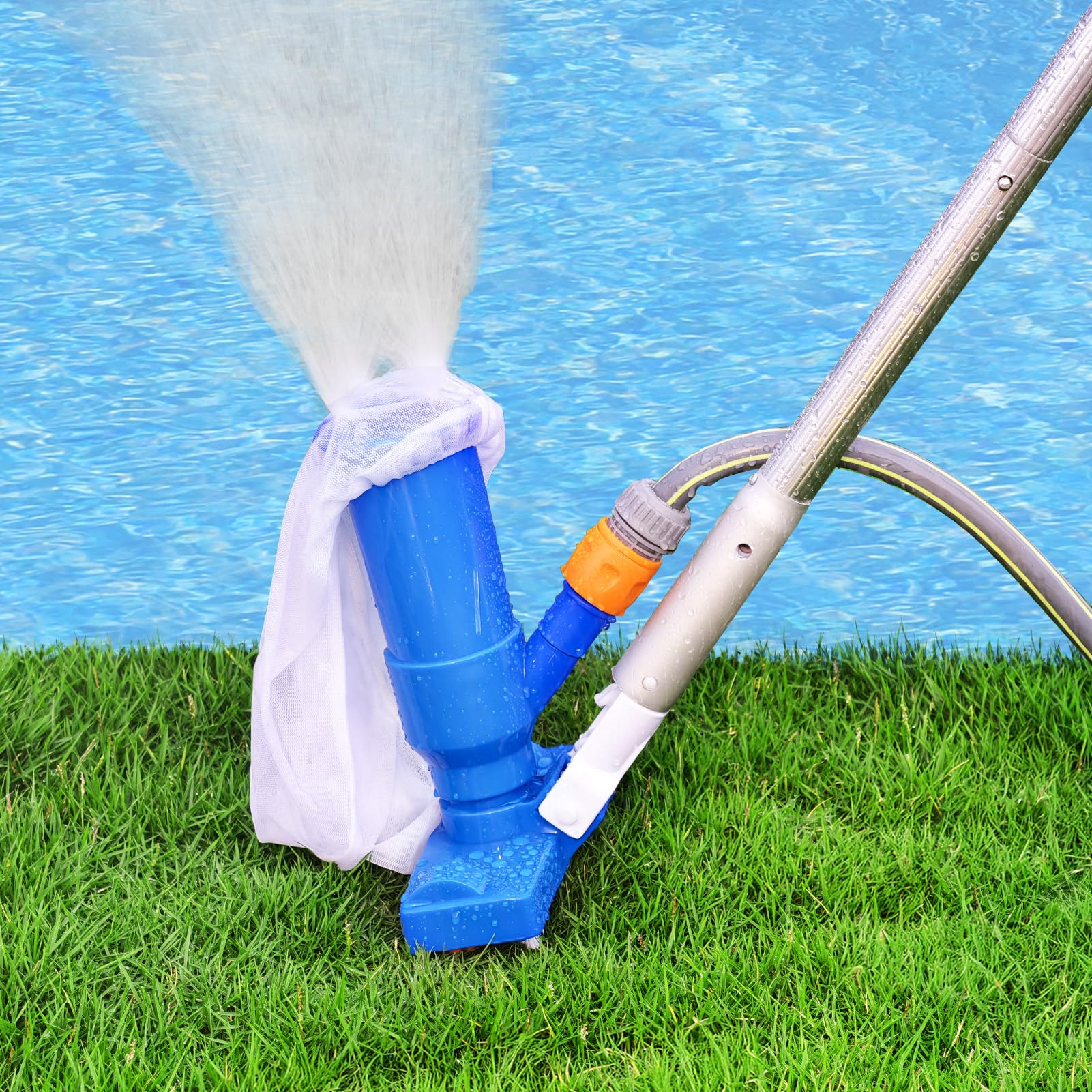 Pool Cleaning Kit, 140cm 4.6ft Swimming Pool Vacuum Cleaner with Large Capacity Skimmer Net, Portable Telescopic Pole Pool Vacuum Cleaner, Handheld Pool Pond Hot Tub Net for Cleaning, Upgraded Brush — view 7