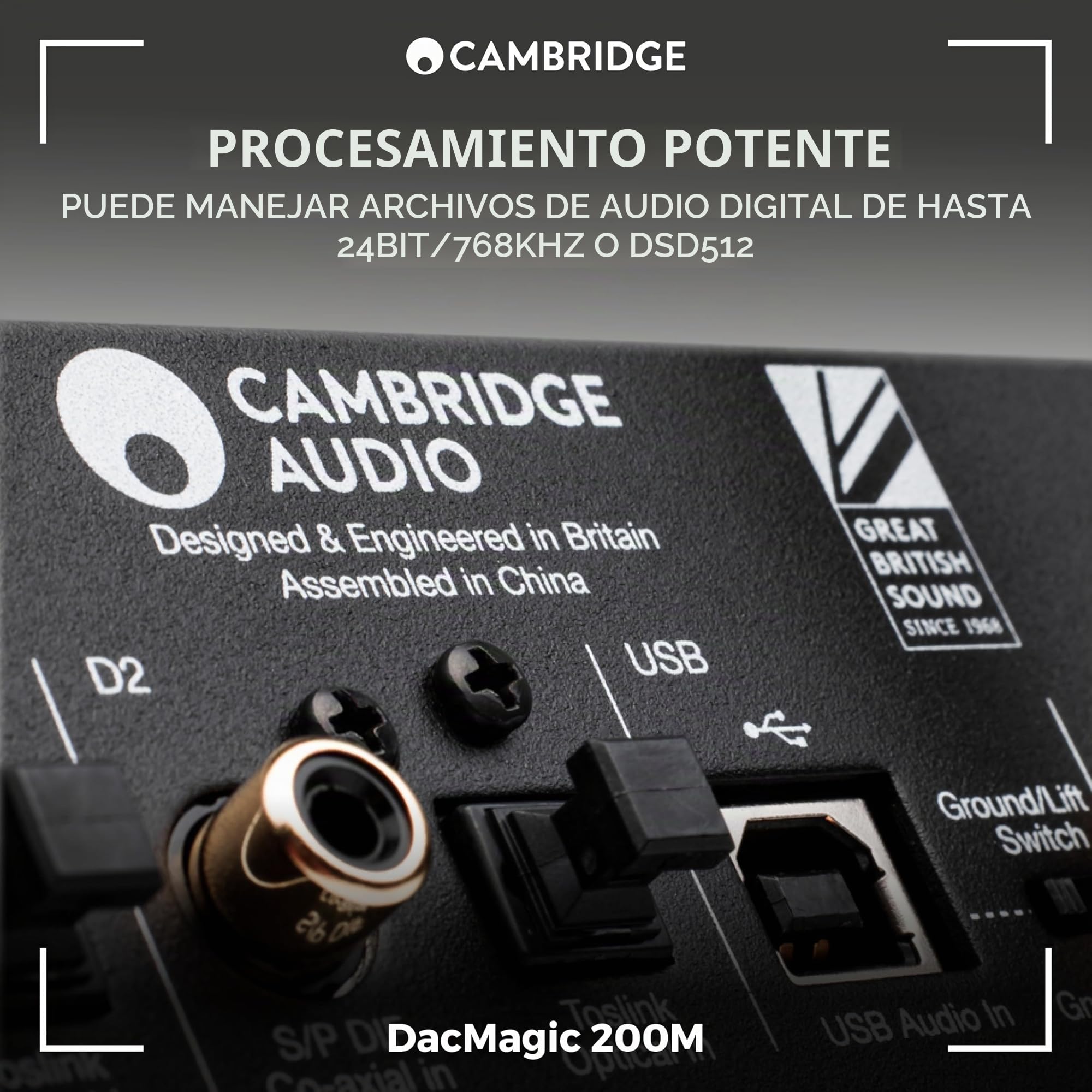 Cambridge Audio DacMagic 200M - DAC HiFi MQA y amplificador de auriculares con Bluetooth - Compatible con PC/MAC con conexión USB - Maneja archivos digitales de hasta 24/768 o DSD512 - Gris lunar