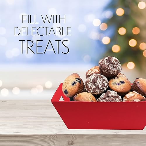 Miniatura 4 de Paquete de 5 cestas rojas de 8 x 10 pulgadas para regalos vacías, cestas con asas, San Valentín, Navidad, bodas, vacaciones, aniversario,