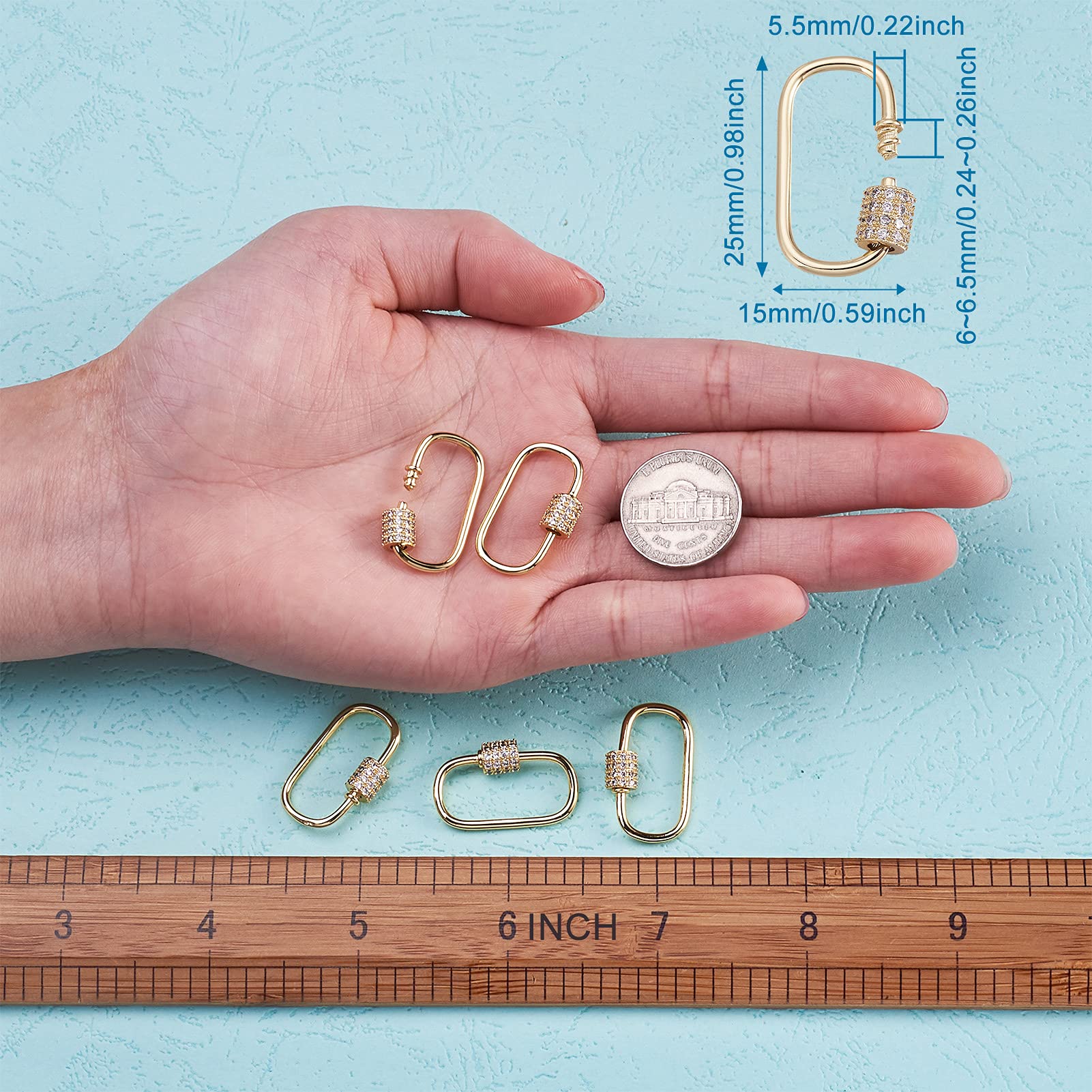 Amazon.com: Pandahall 5 pcs Brass Oval Screw Locking Carabiner