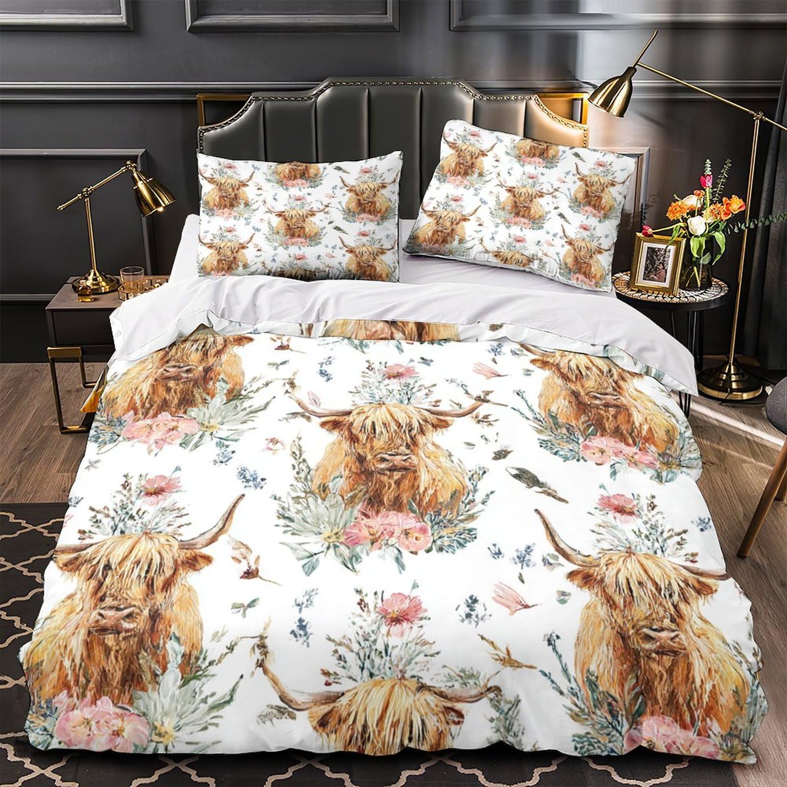 Housse de couette aquarelle florale 140x200 cm douceur de nuit