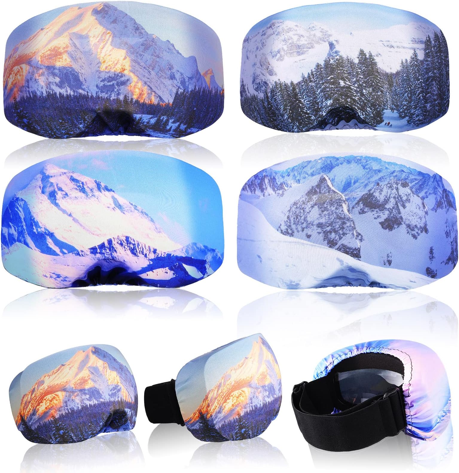 4 Pieces Ski Snowboard Goggle Cover Sleeve, Goggle Cover Microfiber Protective Lens Scratch Dust Protection for Travel Apres