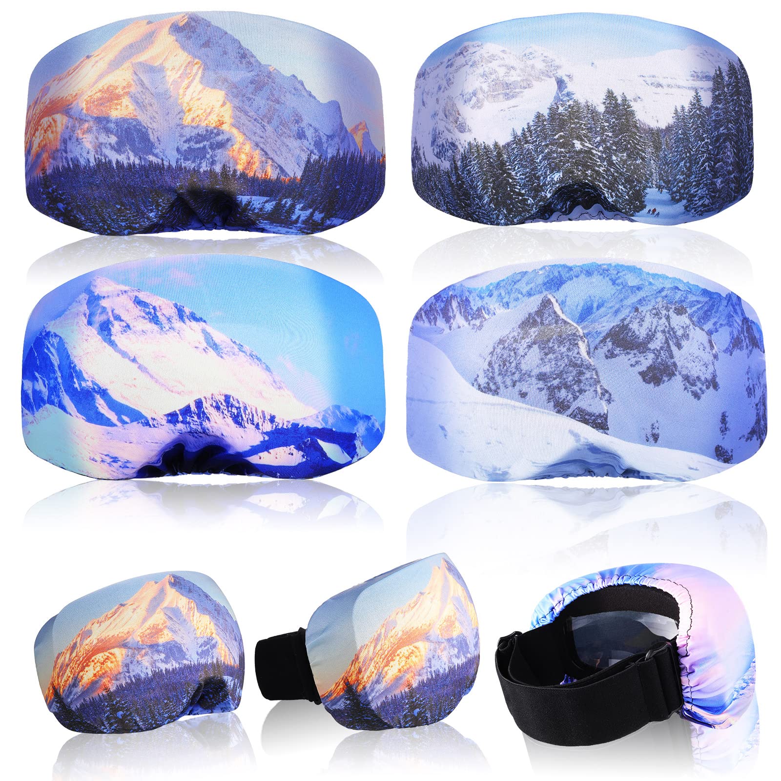 4 Pieces Ski Snowboard Goggle Cover Sleeve, Goggle Cover Microfiber Protective Lens Scratch Dust Protection for Travel Apres