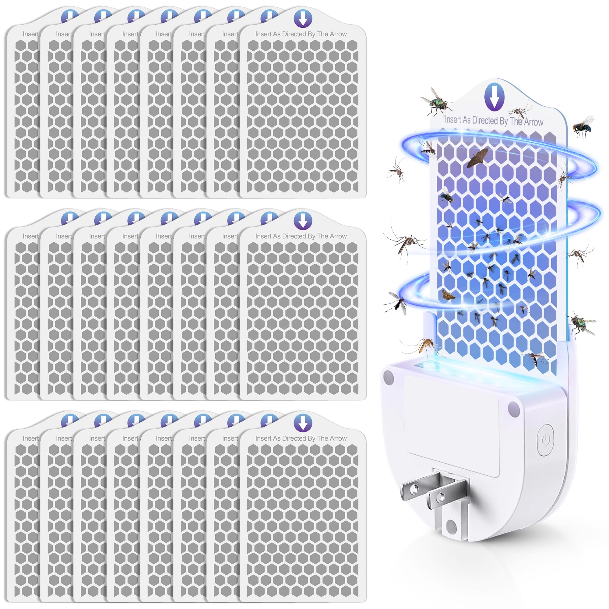 Qualirey 25 Pack Flying Insect Trap Refill Compatible with LiBa/PIMAG/Onsinn/Fly Trap Indoor, Sticky Glue Cards, Bug Catcher Refills, Glue Boards Refill for Insect Bug Mosquito Gnat Fruit Flies