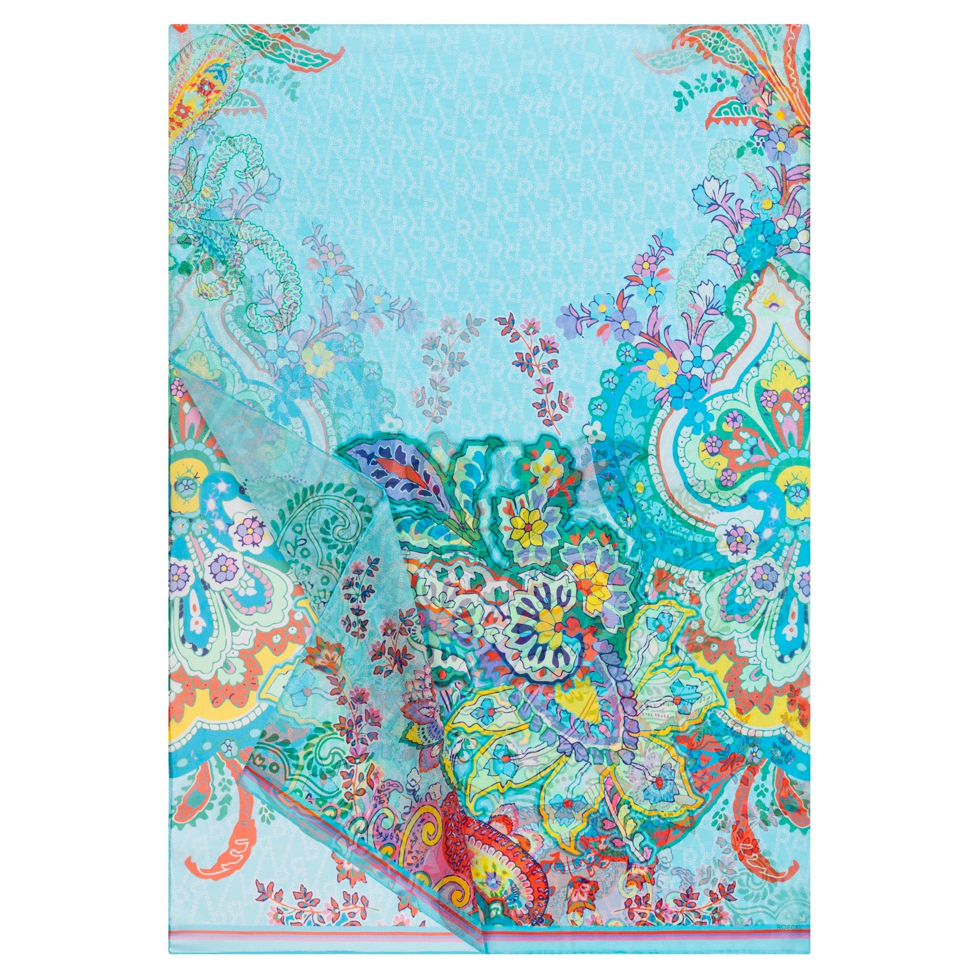 RoecklDouble-R Paisley Scarf, 65 x 180 cm, Multi Turquoise, Standard, Multi Turquoise, One Size