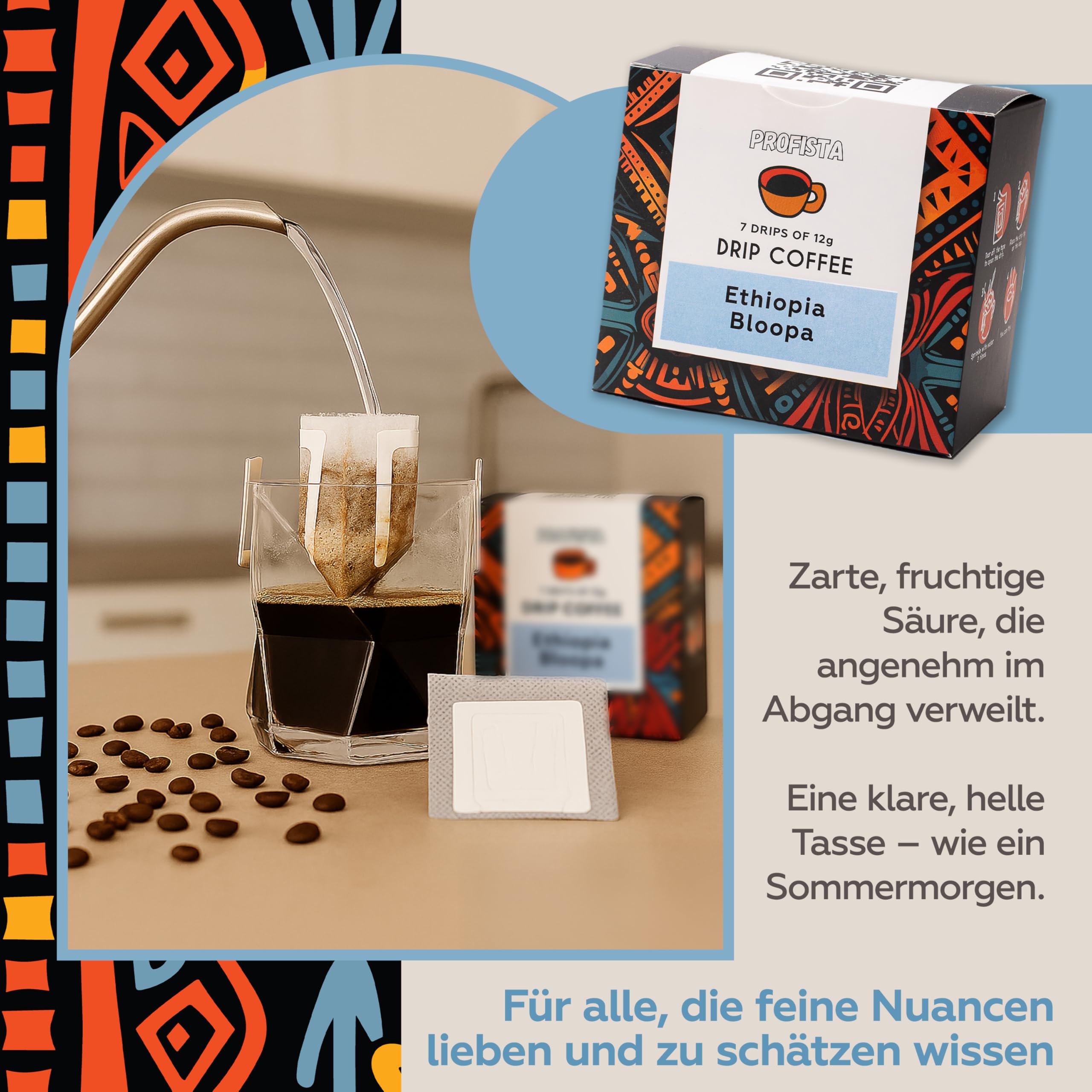 Premium Drip Coffee Tasting Set Symphony 7 + Ethiopia Bloopa 7 + Colombia Zyffoo 7 | 21 Drip Coffee Portionsbeutel | Arabica kaffee gemahlen geschenkset