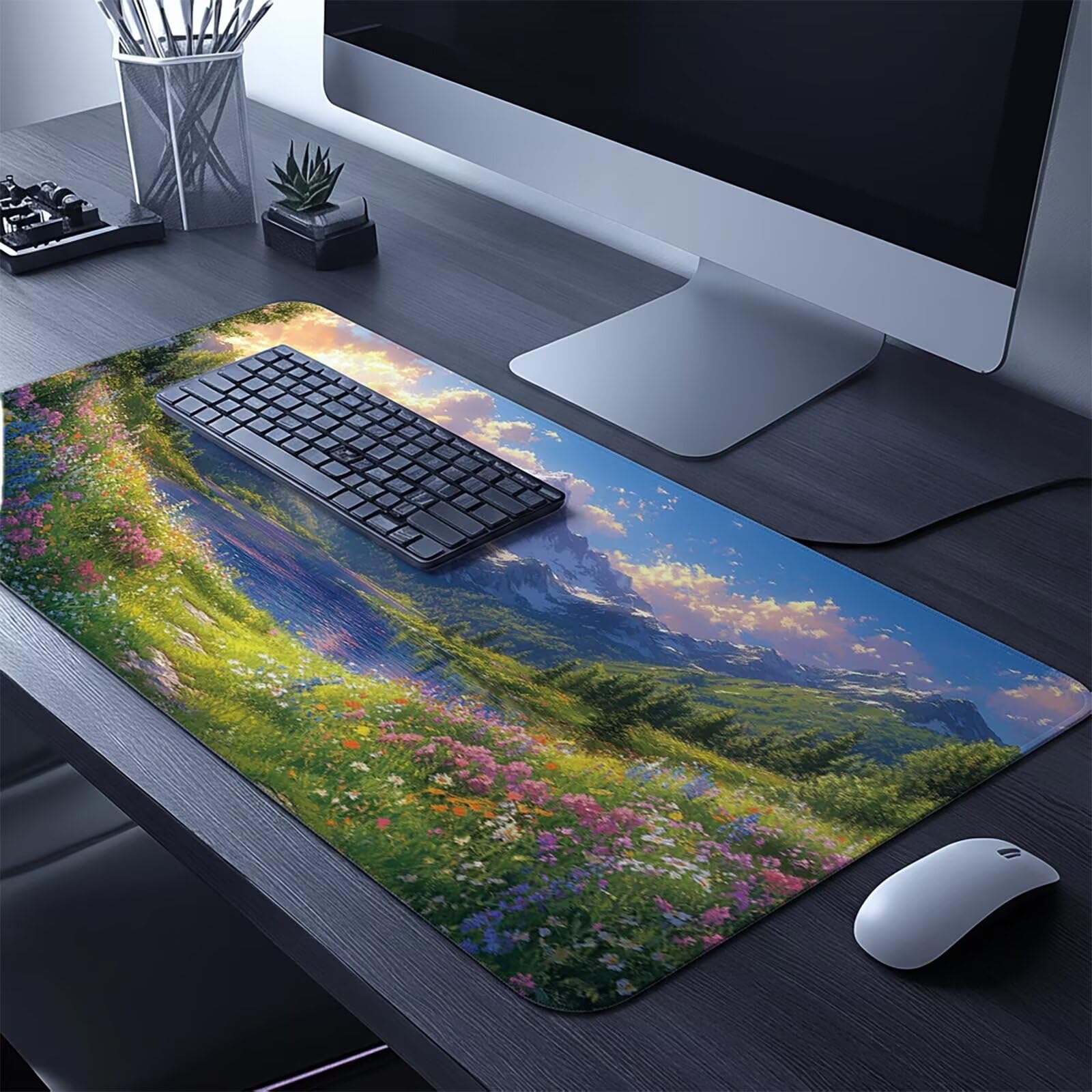 Podkładka pod mysz górska, XXL, 600 x 1400 x 3 mm, wodoodporna, gamingowa podkładka pod mysz, dokładność i prędkość, akcesoria do gier, laptop, biuro, PC, prezent dla mężczyzn, FSBD-1129