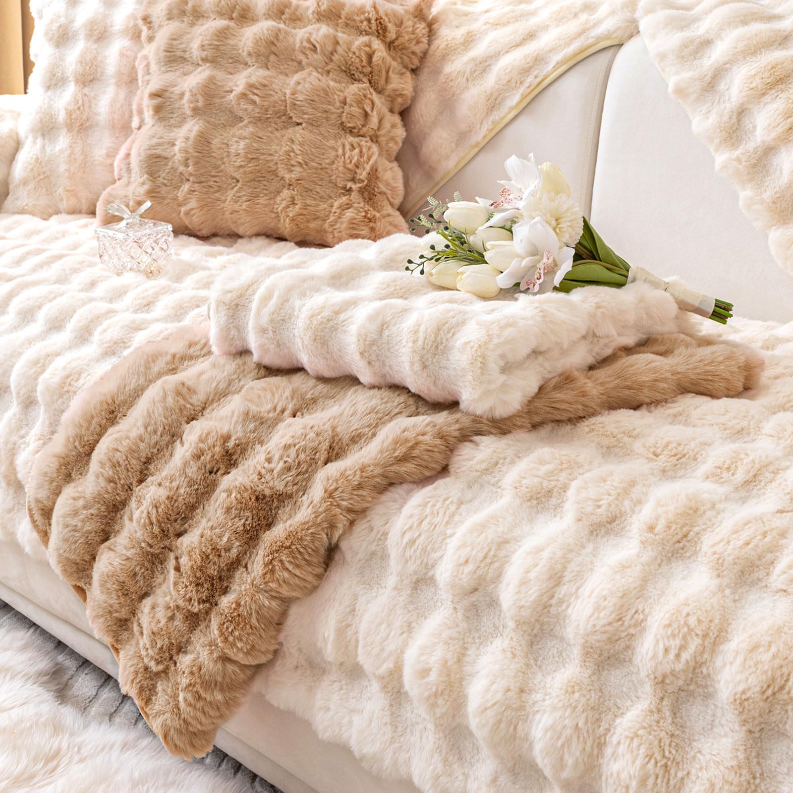 BXAEYIPOR Couch Überzug,Sofa Überzug,Sofa-Schutzhülle mit Rutschfester Unterlage,Neue Universelle rutschfeste Solide Strukturierte Sofa Überzug für Wohnzimmer,Multi-Size Sofa Sitzkissenbezug.