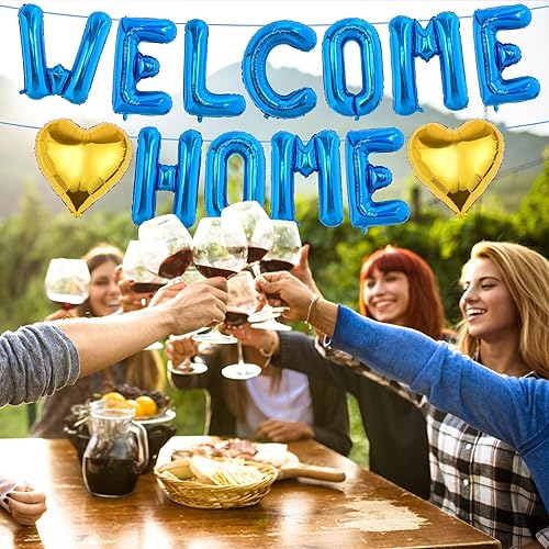 Miniatura 5 de Globo azul de bienvenida al hogar, 13 piezas de decoración de bienvenida al hogar, incluye pancarta de globo de bienvenida a casa, globo de amor