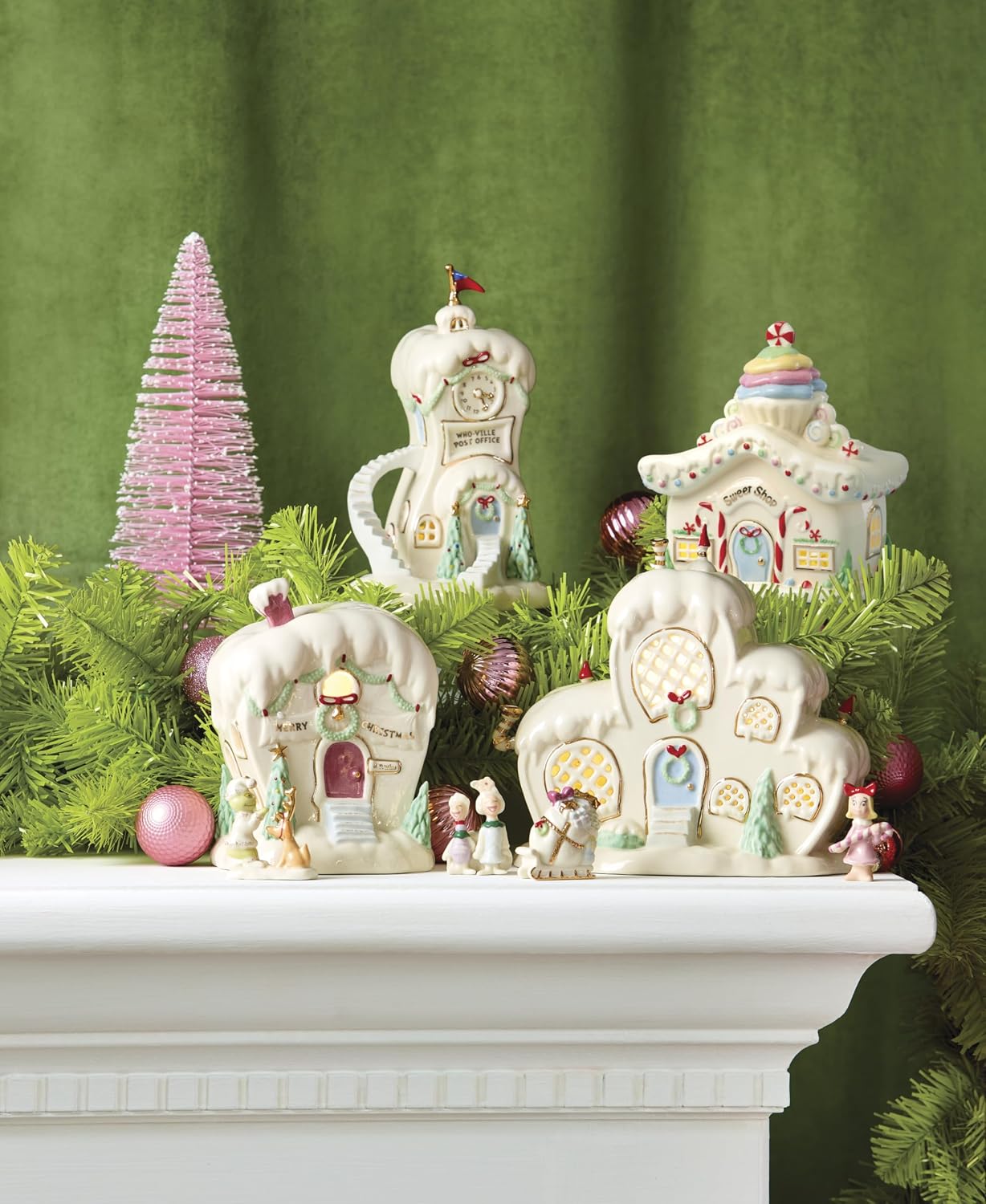 Lenox 897730 Who-Ville Sweet Shop Light-Up Figurine, The Grinch, Christmas Decor Indoor, 5.25 x 6.25-inches, 3 AAA Batteries Required