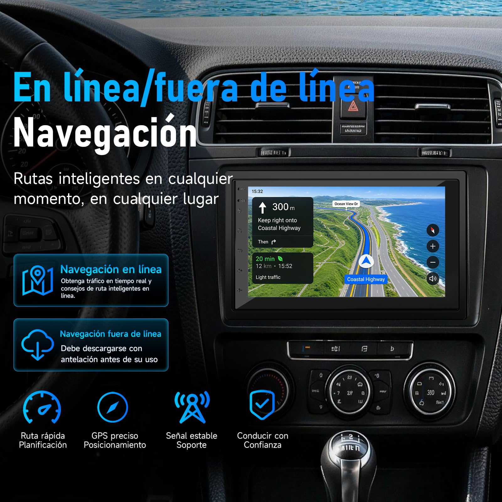 Haudio Estéreo de coche 2 Din con CarPlay y Android Auto inalámbricos, pantalla IPS de 7 Pulgadas,Control Vocal,LFB, FM/RDS/AM,25 Temas UI, Cámara Trasera, 4+64GB para Todos Vehículos(CPU Actualizado)