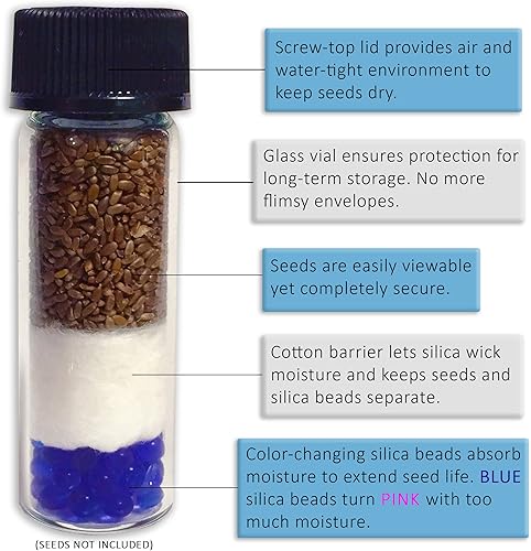 Miniatura 5 de Paquete de 6 cápsulas de almacenamiento de semillas pequeñas "Do-It-Yourself", ideal para semillas pequeñas, lo mejor en almacenamiento adecuado de