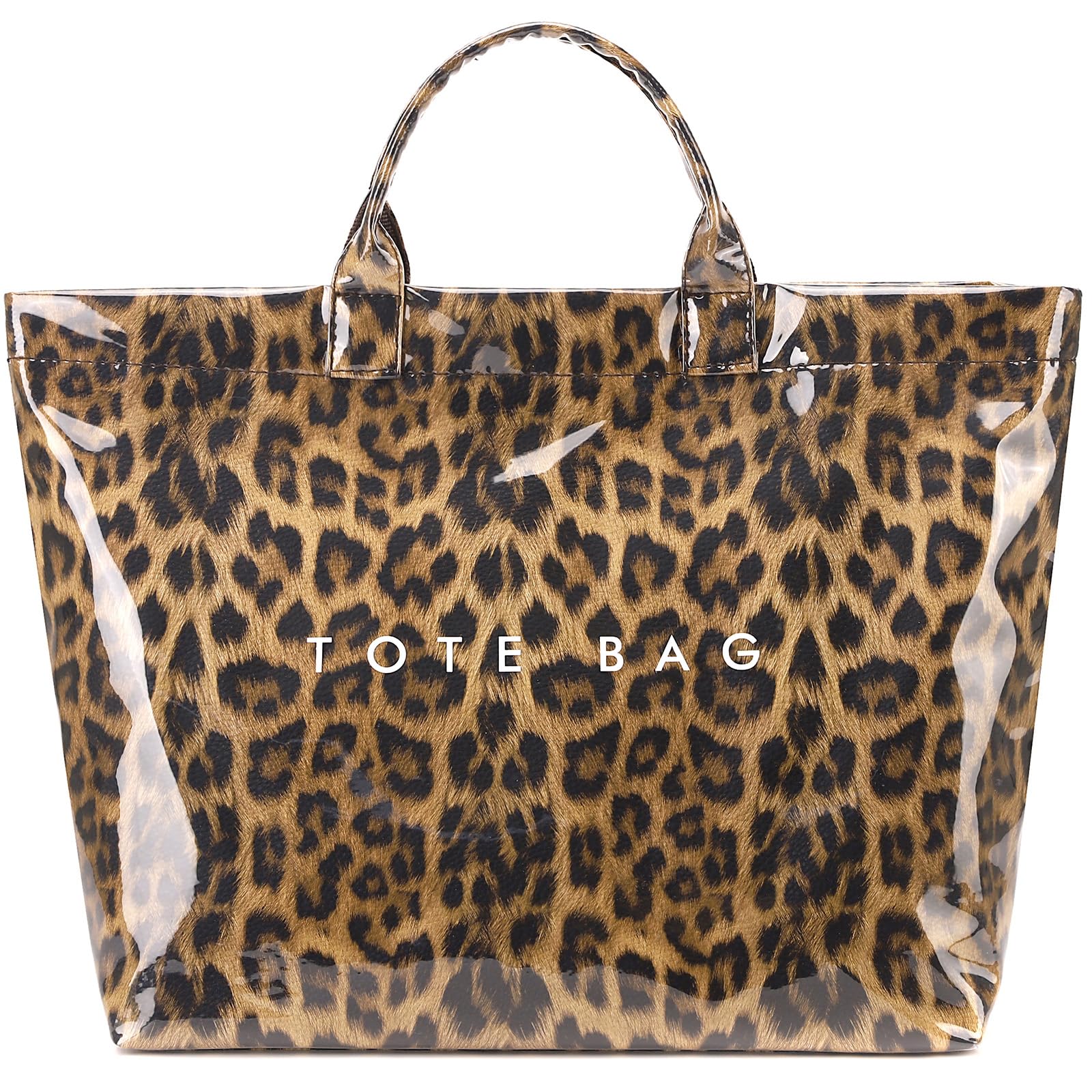 PVC Tote Bag Gifts for Women Large Tote Purse Kraft Paper Letter Print Hobo Handbags for Work Beach Shopping Travel