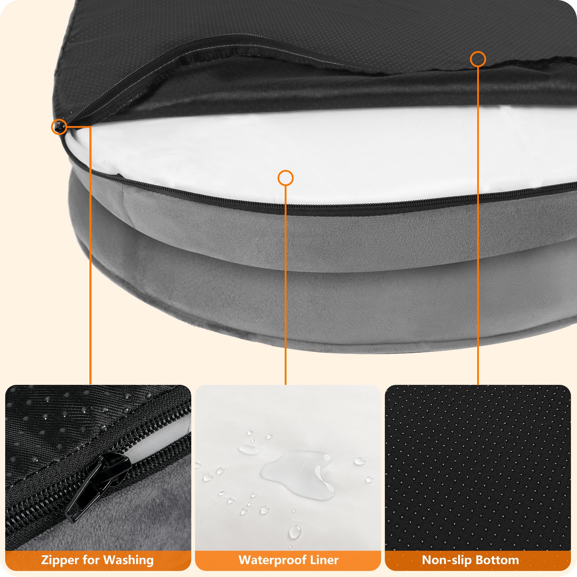 Dwanton Cama ortopédica para perros medianos, sofá impermeable con soporte de espuma de huevo, cama lavable para mascotas con cojín de refuerzo de cuatro lados, con funda extraíble y parte inferior