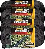 4 Pack Flat Soaker Hose 25FT for Garden Beds, Lightweight Drip Soaker Hose 100 ft for Foundation Watering of Plants – Garden Sprinkler Soaker Hoses with Heavy Duty & Easy to Install (25ftx4)