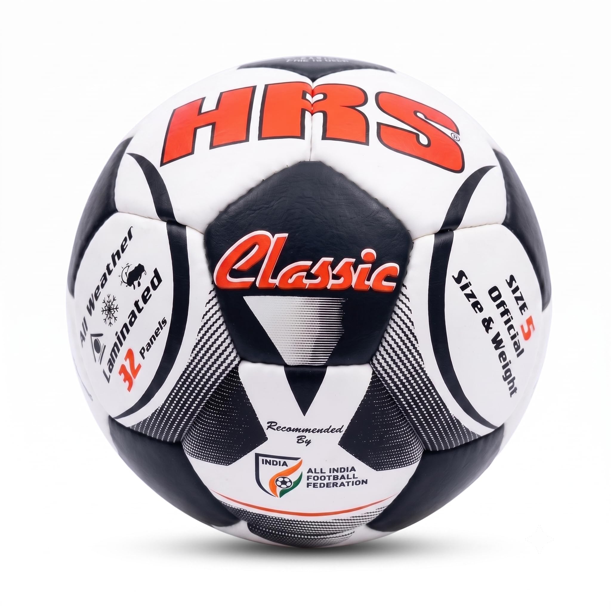 HRS Classic Size 5 Football - All Weather Laminated 32 Panel Soccer Ball for Adults, Men & Youth Match Play | High-Grip Training Football (Multicolor, Pack of 1)-image-3