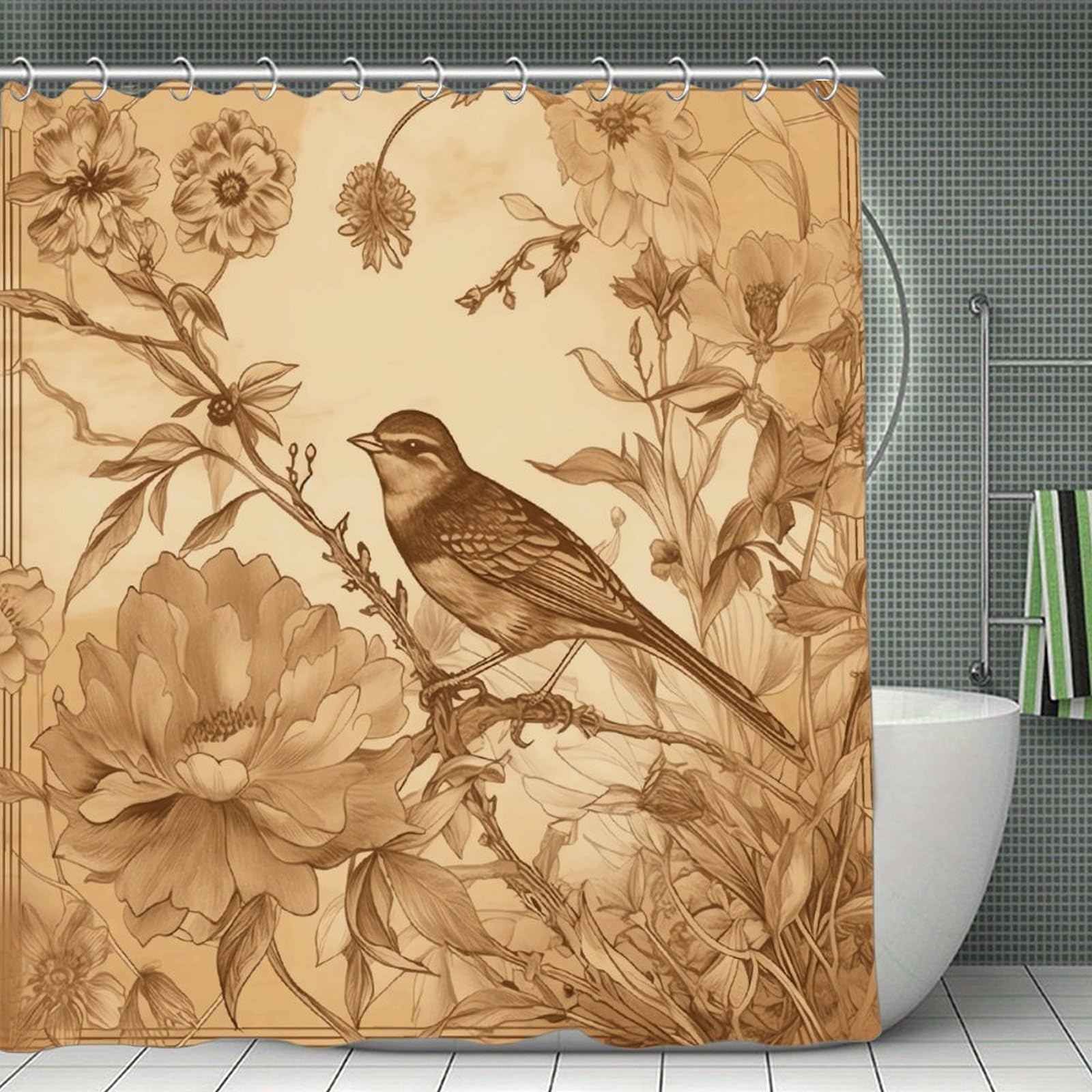 VstaDank A Bird in The Field Shower Curtain 71x71 Heavy Duty Polyester Cloth Bath Curtain with Hooks Thick Waterproof Shower Liner Fun Magic Decorative Bathroom Curtains for Bathtub