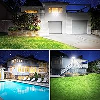 Vista 8 de Onforu Luz de seguridad LED de 50 W, 5000 lm, luz de inundación para exteriores súper brillante con 3 cabezales ajustables, IP65 impermeable, 5000