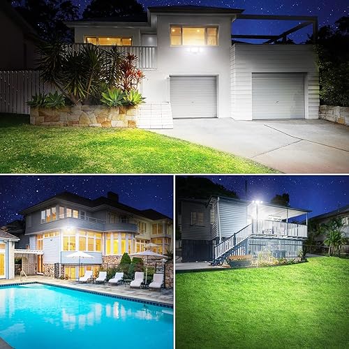 Miniatura 7 de Onforu Luz de seguridad LED de 50 W 5000 lm luz de inundación para exteriores súper brillante con 3 cabezales ajustables IP65 impermeable 5000 K luz