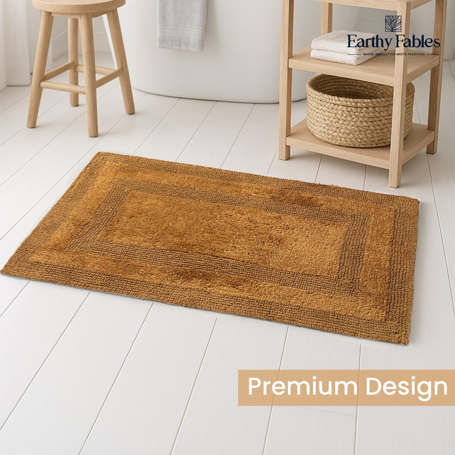 Earthy Fables Premium Cotton Bath Mat - Soft & Absorbent -4 Earthy Fables Premium Cotton Bath Mat - Soft & Absorbent -4