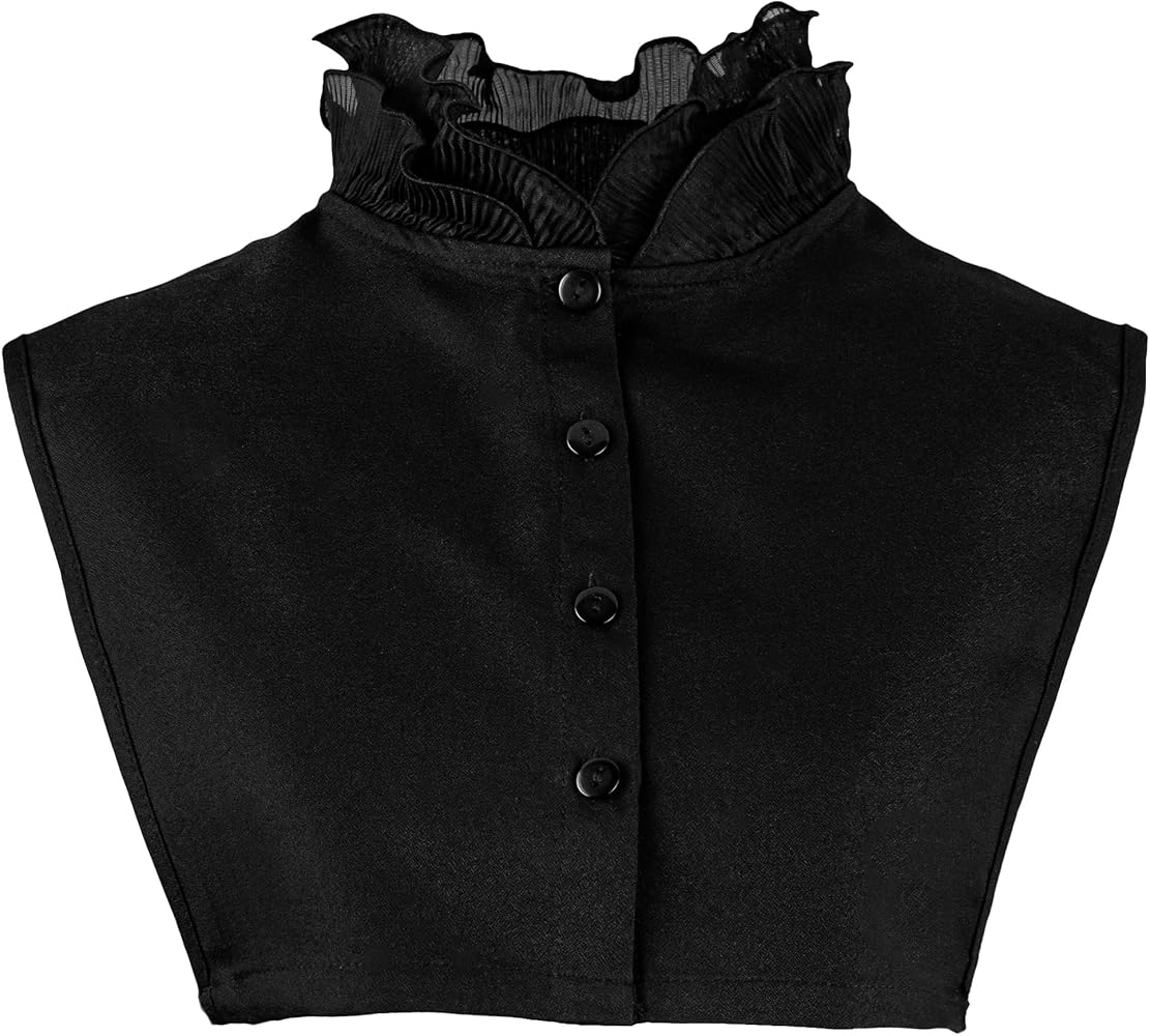 rielle riche　Frill Collar Blouse(Black) Black Ruffle Neck Bouvier Blouse | Tuckernuck