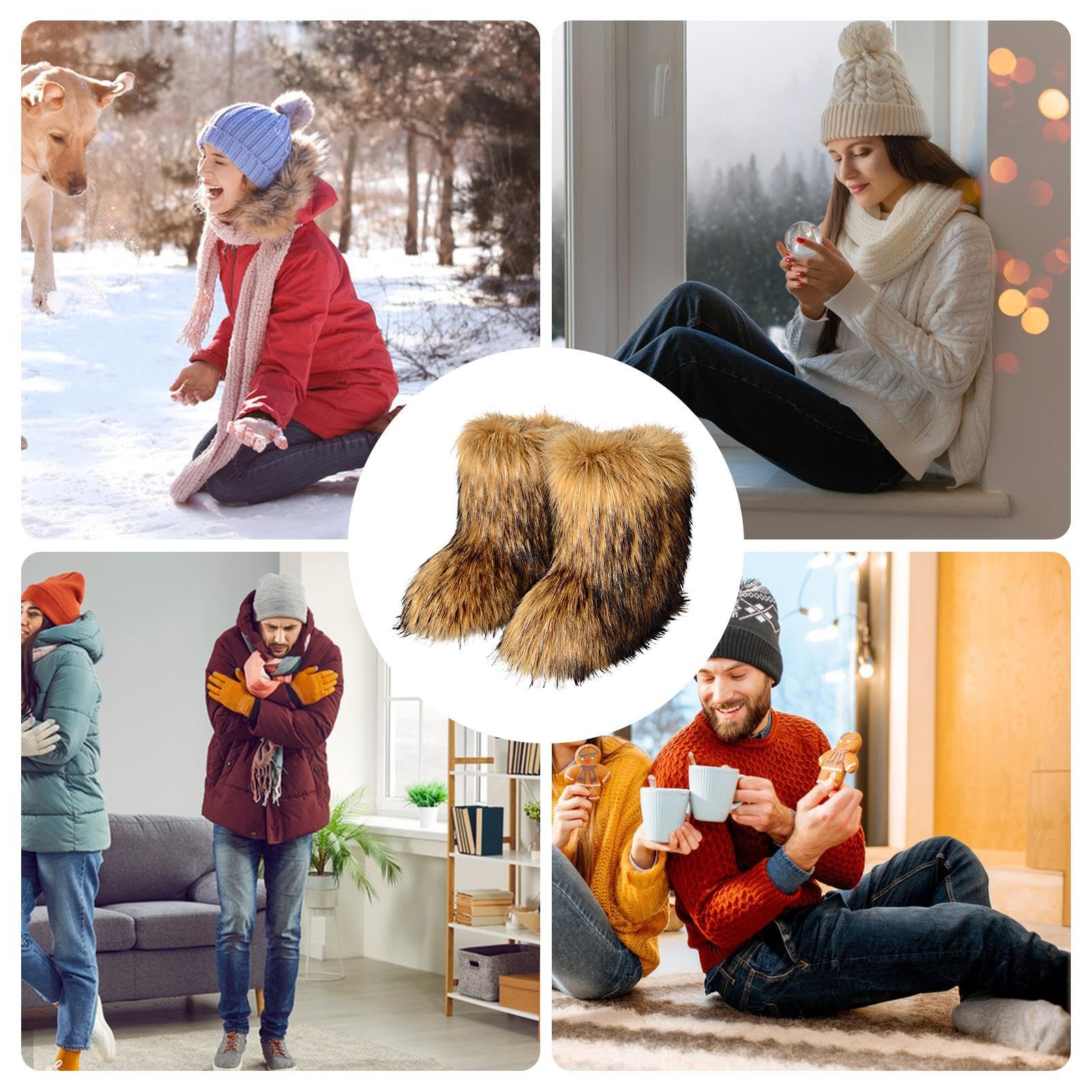 Bottes en Fourrure d'Hiver - Chaussures Plates d'Extérieur avec Design Élégant, Cadeau pour Petite Amie, Mère, Épouse