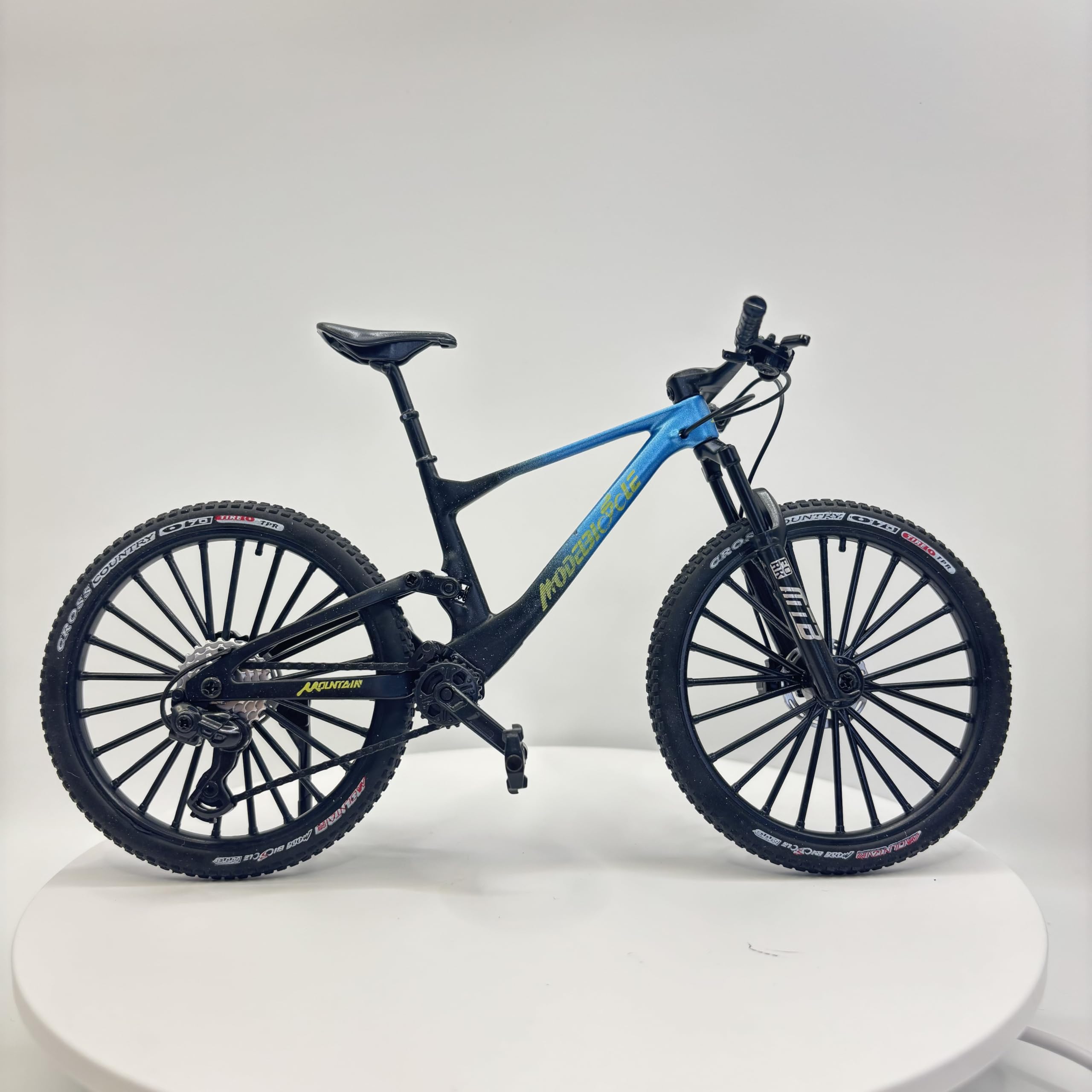 mountainbike fully federung 1:8 Metall Modell mit Displayständer, Mini Downhill MTB Replika mit & Kettentrieb, Sammler Deko Geschenk für Radsportfans，Blau Auto & Motorrad Vaude wasserdichte Fahrradtaschen im american SIZE:S6