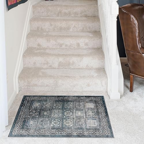 Miniatura 9 de DECOMALL ALYTA - Alfombra de pasillo lavable, vintage, antideslizante, larga, para pasillo, pasillo, cocina, gris, 2 pies 6 pulgadas x 9 pies