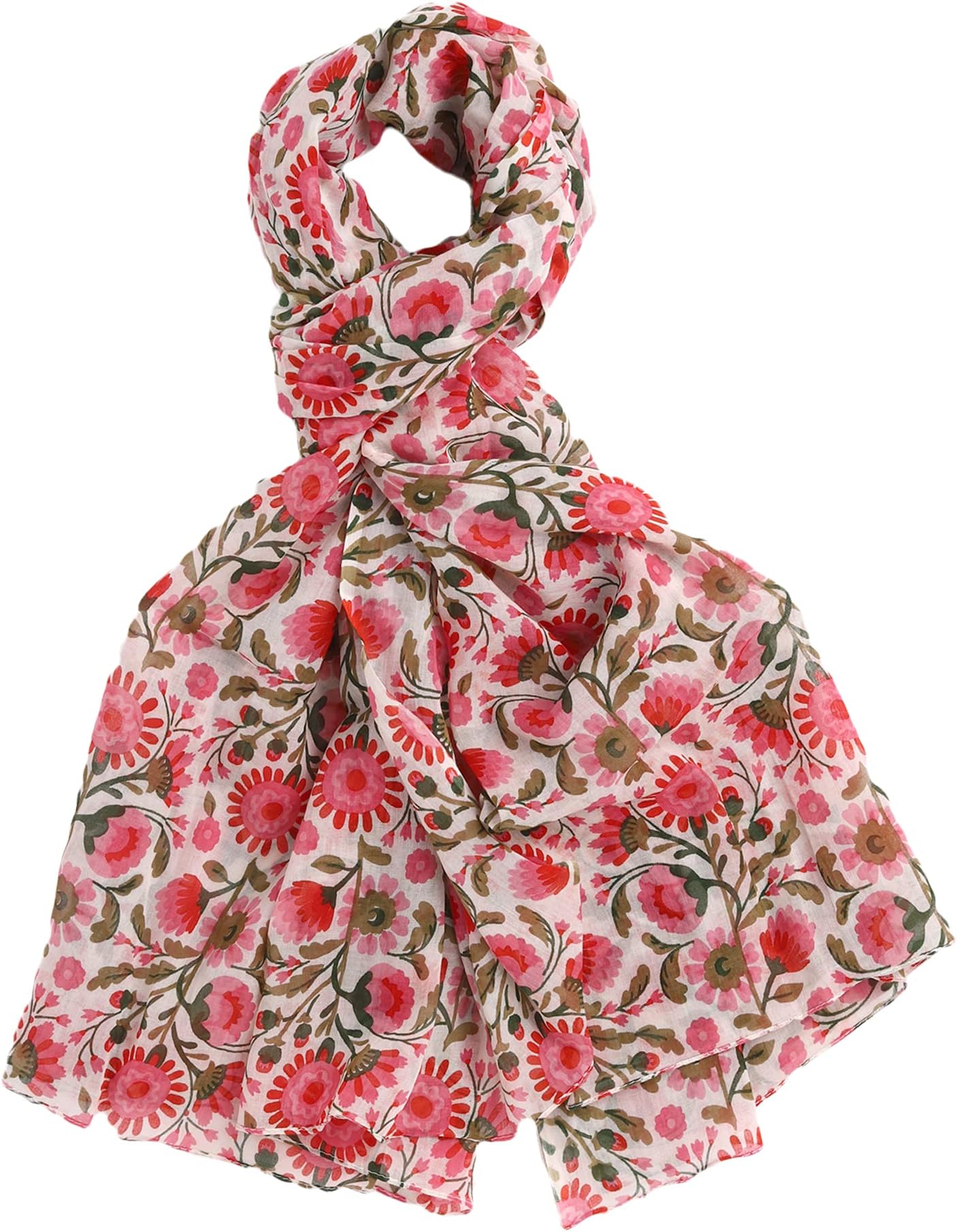 AQVAPrinted Cotton Scarf for Women, Lightweight Soft Scarves Stoles for Summer & Winter (Size: 43 X 75 Inches)