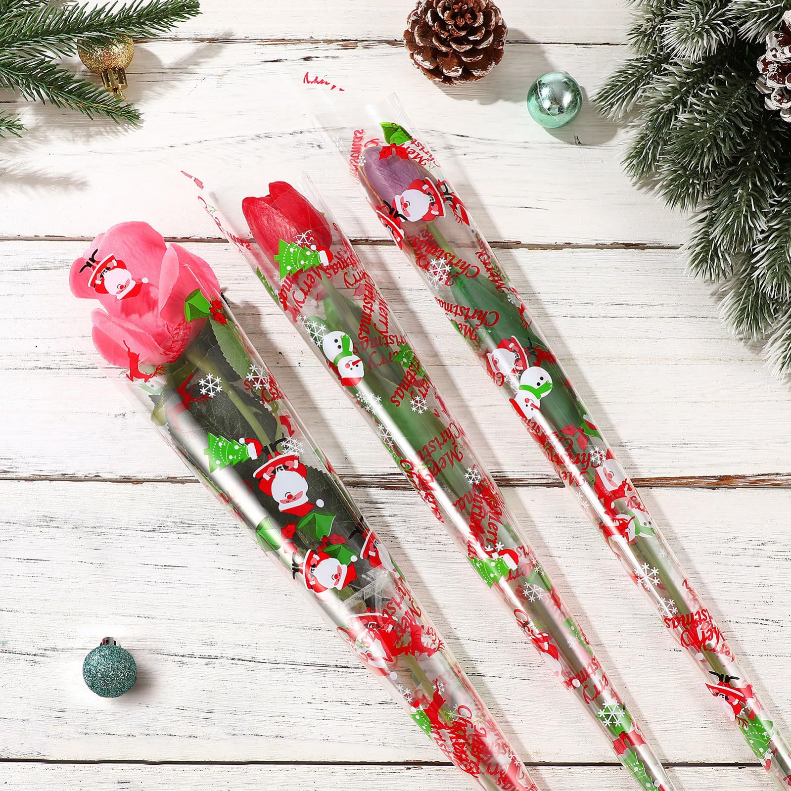 Toyvian Cellophane Trasparente Per Natale Di Carta Da Regalo Stampato Babbo Natale Per Confezionare Cesti Regalo Scatole e Oggetti Decorativi