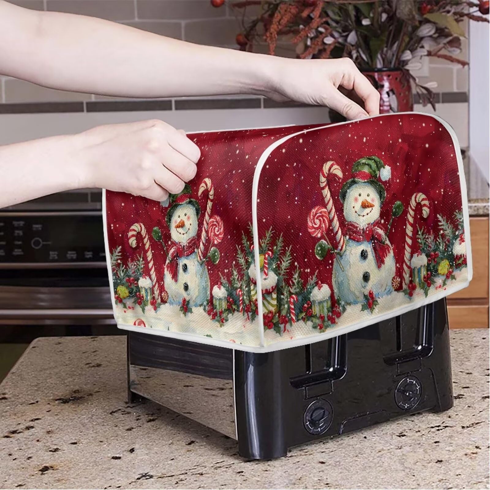 Annejudy Santa Claus Toaster Cover - 2 Slice Dustproof Toaster Cover For Christmas Kitchen Decor - View #4