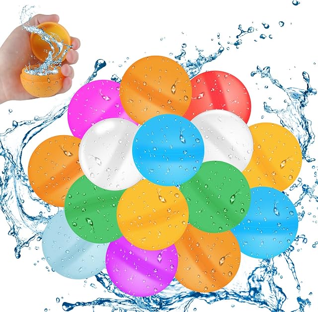 Aolcev Reusable Water Balloons for Kids Adults Silicone Self-Sealing Refillable Water Balloons Quick Fill Water Bombs Reusable Water Balls Splash Balls for Water Games Toys Summer Pool Toys (10 Pcs)