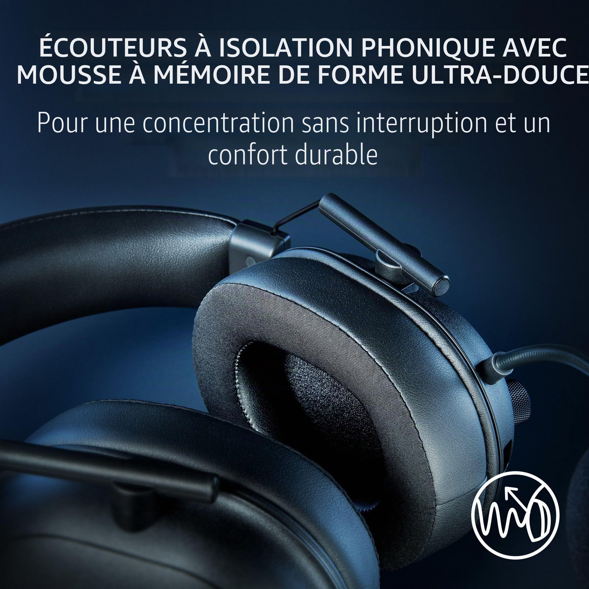 Razer BlackShark V2 HyperSpeed Casque de jeu sans fil : 280 g léger – Audio spatial THX – Micro pliable – Pilotes de 50 mm – 2,4 GHz, Bluetooth ou USB – Batterie de 70 heures avec charge USB de type C