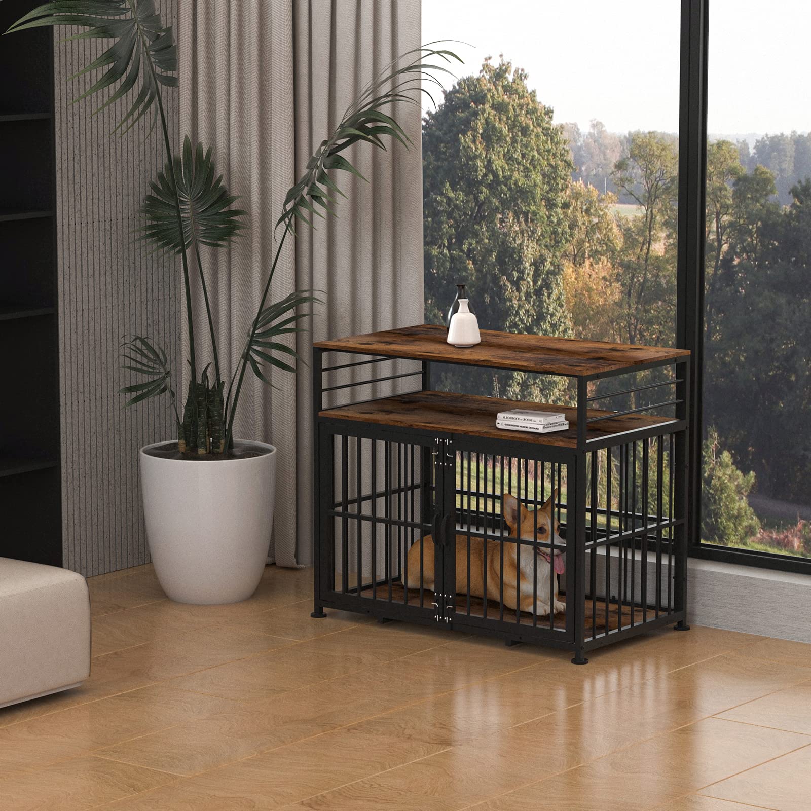 木製犬用ケージ BOSS 中型犬用 収納付き Amazon.co.jp: Snimoy 犬用クレート 家具 収納棚付き 木製 子犬